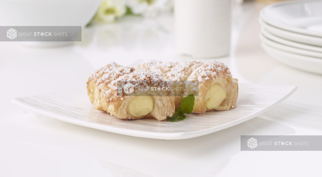 Flaky pastry dessert filled with cream