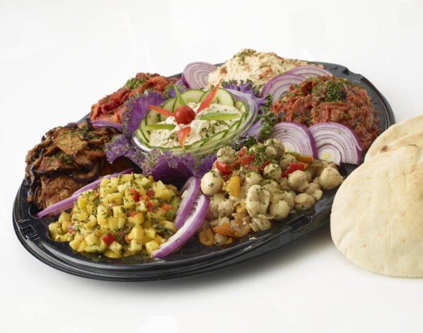 Mediterranean Dip Platter for Catering with Pita Bread