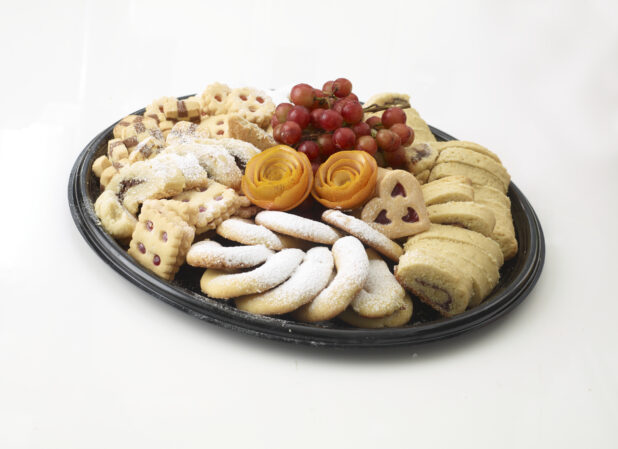 Assorted Cookies and Fruit on Take-Out Catering Platter