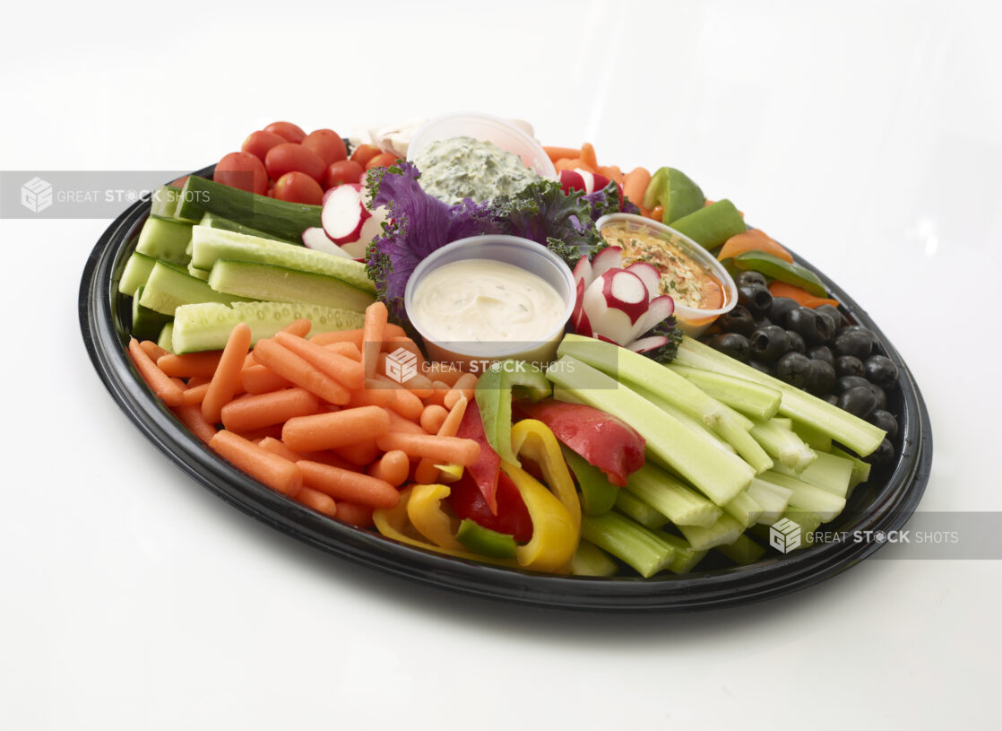 Assorted Vegetable Sticks Catering Platter with Dipping Sauces