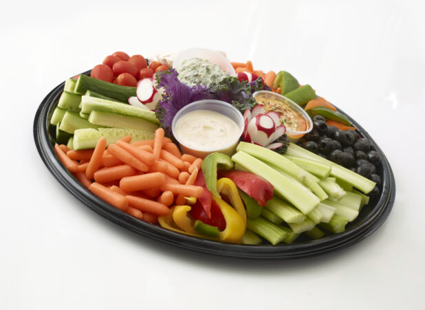 Assorted Vegetable Sticks Catering Platter with Dipping Sauces