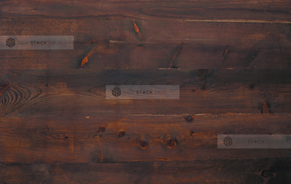 Overhead View of Dark Stained Wood Panels for Backgrounds