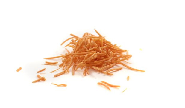 Shredded carrot on a white background