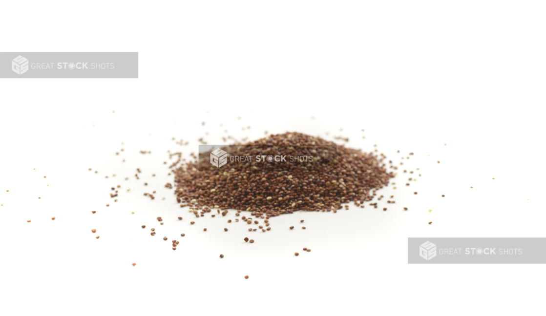 A Pile of Red Quinoa Grains Shot on White for Isolation