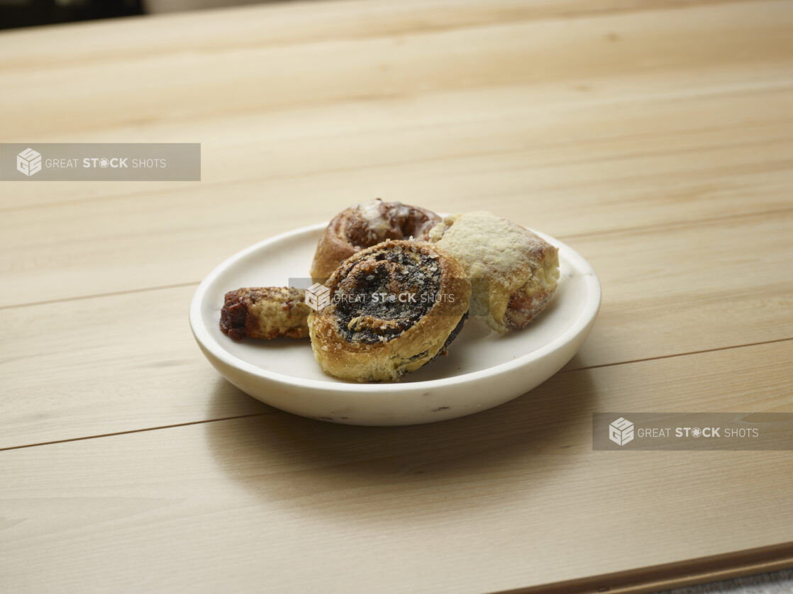 Assortment of pastries on a wooden background