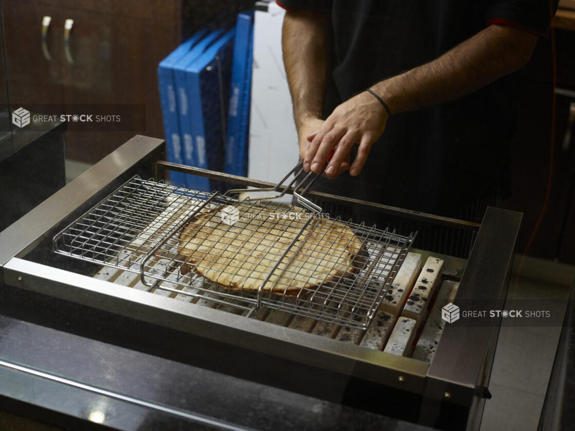 Indoor grill, cook grilling flatbread