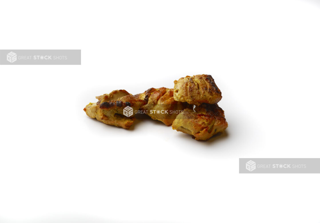 Chicken Kebab Pieces on a White Background for Isolation