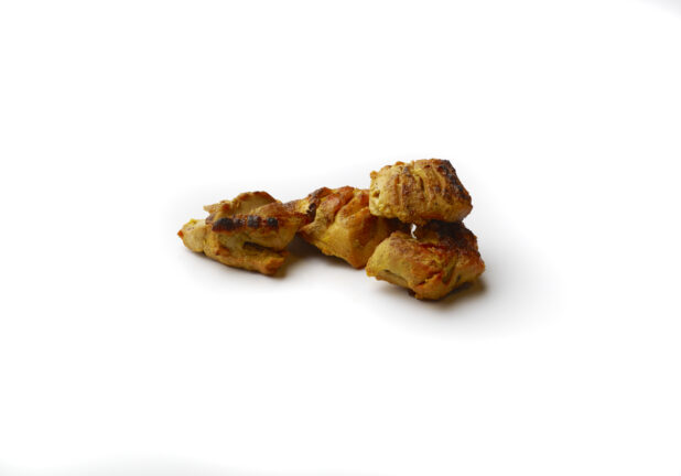 Chicken Kebab Pieces on a White Background for Isolation