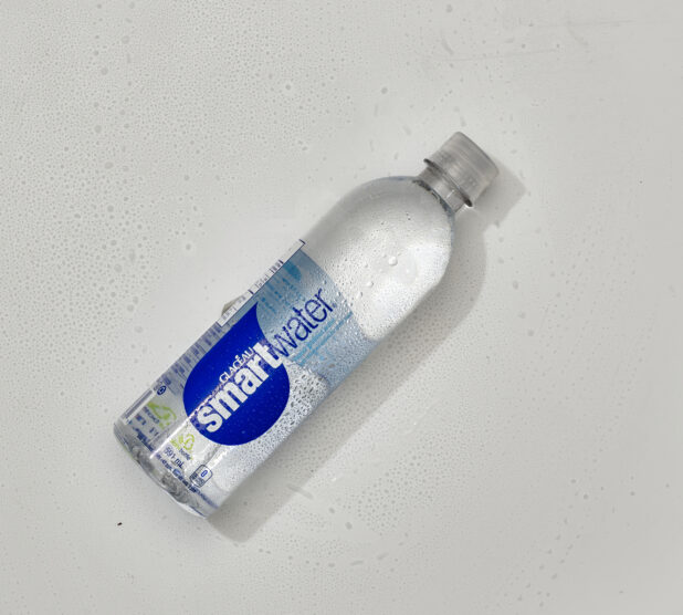 Overhead View of SmartWater Bottled Water in a Plastic Bottle, on a White Background for Isolation