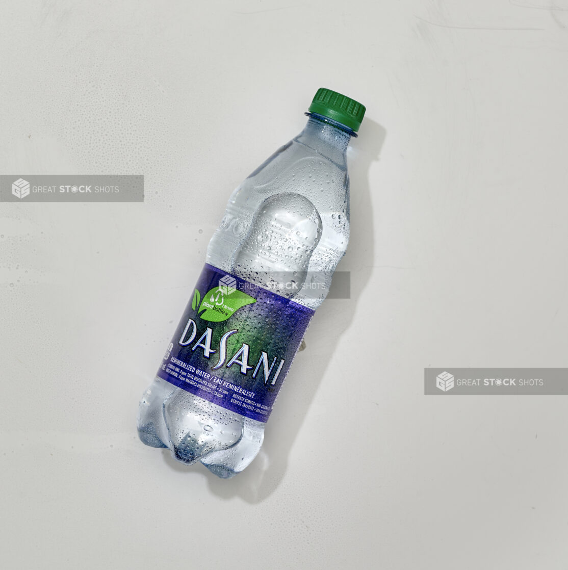 Overhead View of Dasani Bottled Water in a Plastic Bottle, on a White Background for Isolation