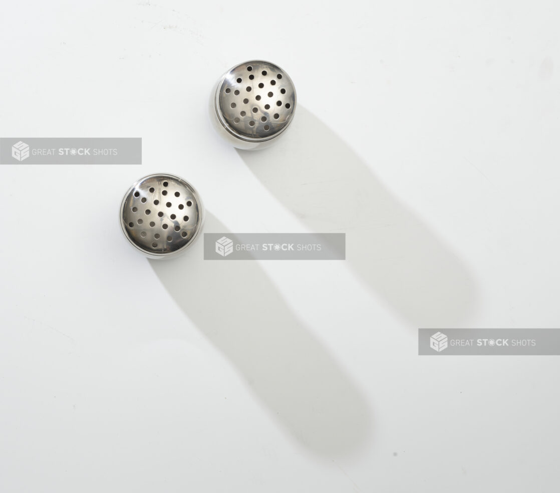 Overhead View of a Salt and Pepper Shakers, on a White Background for Isolation