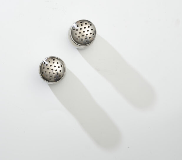 Overhead View of a Salt and Pepper Shakers, on a White Background for Isolation