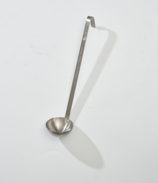 Overhead View of a Stainless Steel Soup Ladle, on a White Background for Isolation - Variation