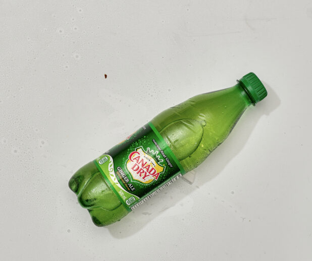 Overhead View of Canada Dry Ginger Ale in a Plastic Bottle, on a White Background for Isolation