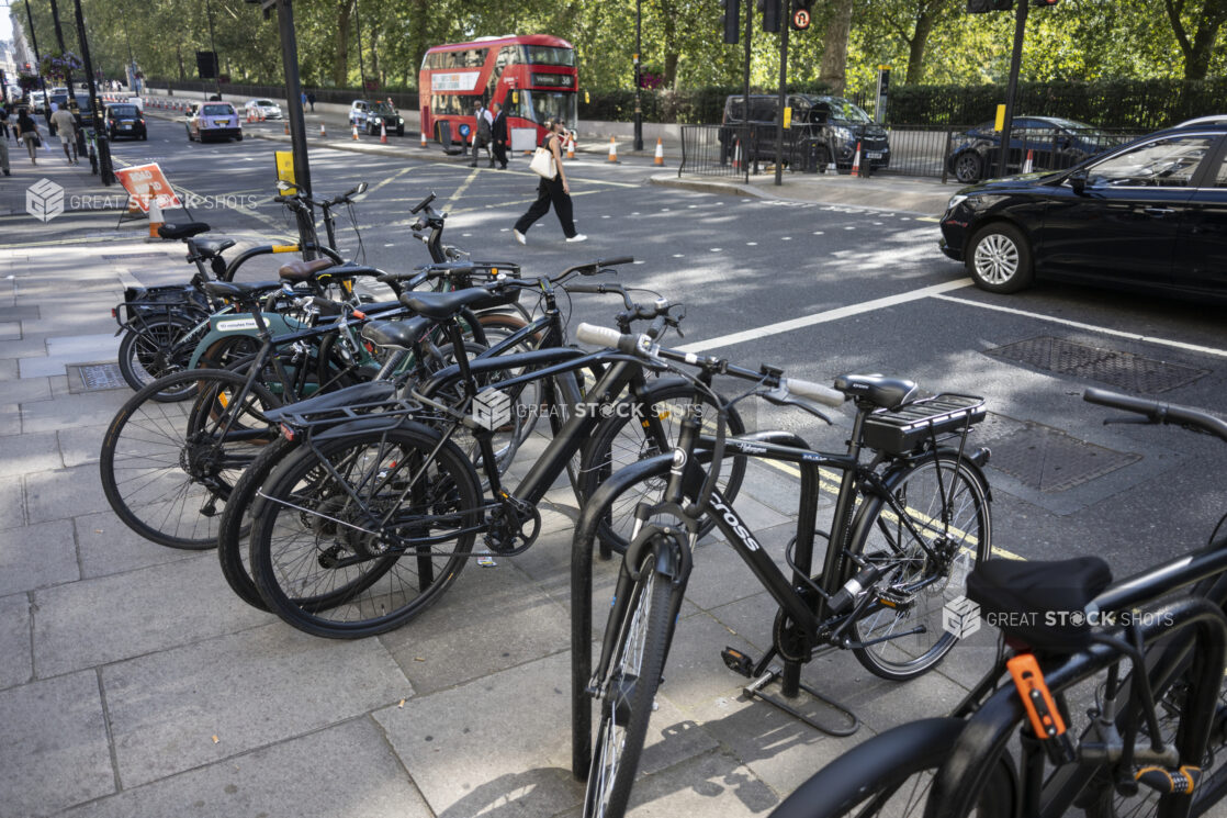 Bicycle stand in London, England