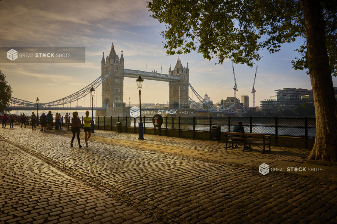 View of the Tower of London from the Queen's Walk promenade