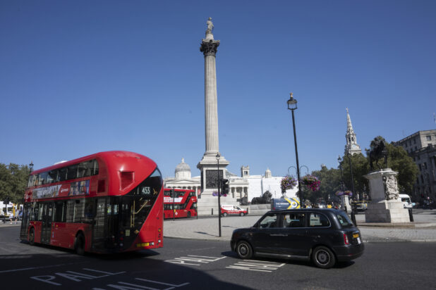 Nelson's Column in Trafalgar Square, London, England