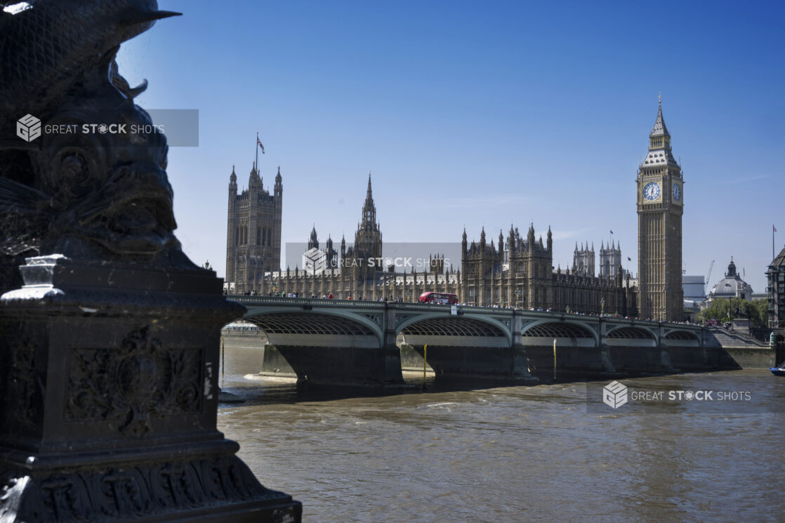 View of the Houses of Parliament, Big Ben and Westminster Bridge, London, England