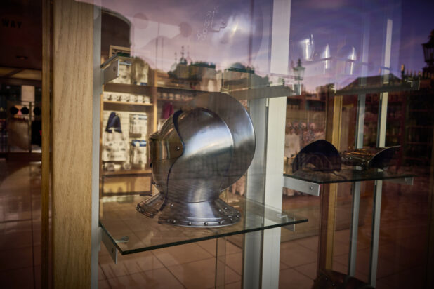 Stylized British Museum photo of Knight's Helmet