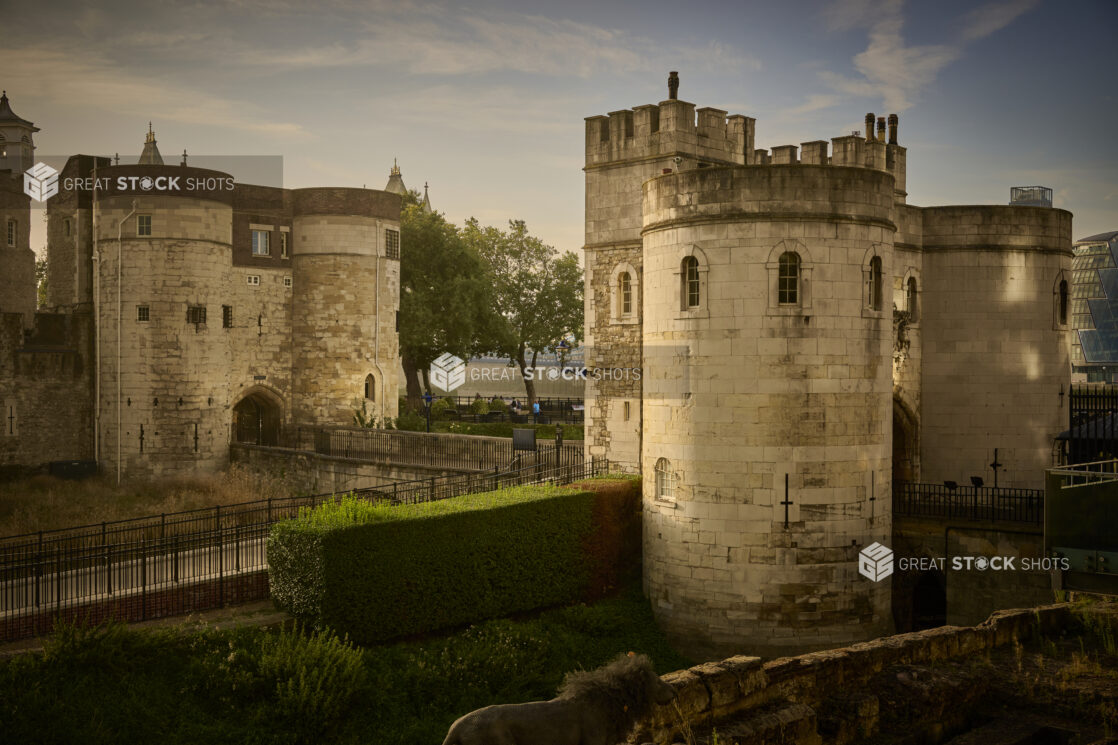 Side view of the entrance to the Tower of London in London, England