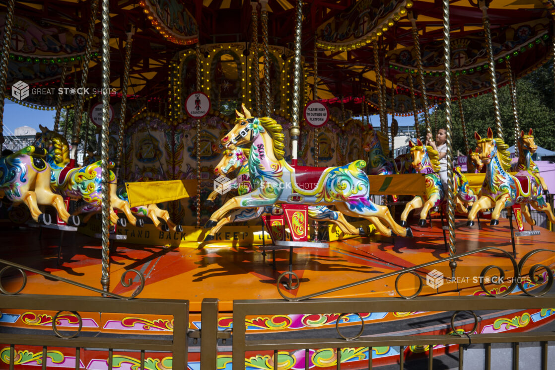 Colourful carousel with bright, beautiful colours
