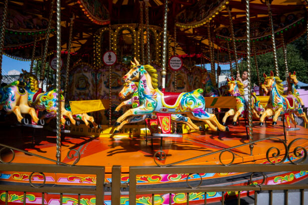 Colourful carousel with bright, beautiful colours