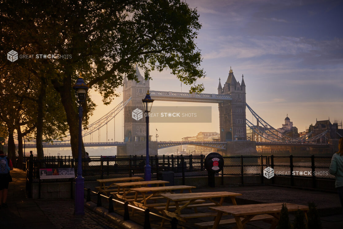 Establishing Wide Shot of Tower Bridge and Thames River