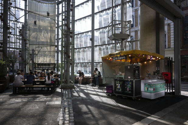 Covered food court and Cute Pop up Ice Cream Stand at Borough Market