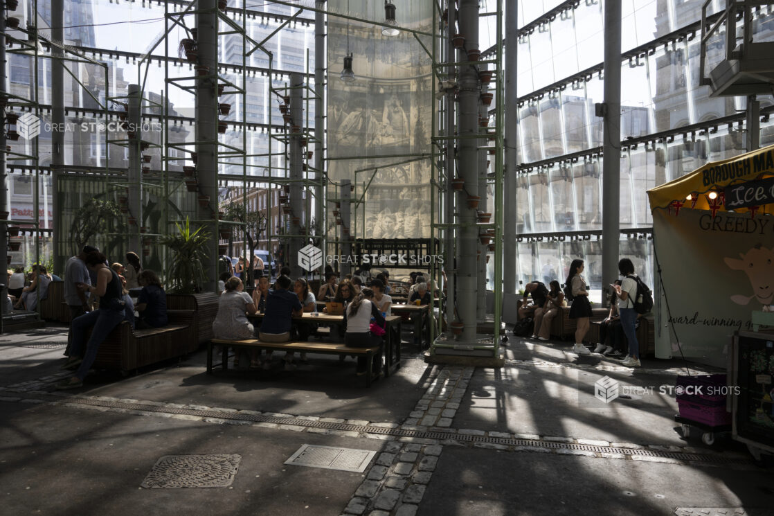 View to the Glass Market Hall or Borough Market in London, England