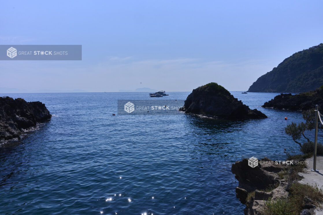 Ocean Landscape View from the Shore With the Coastline and Cliffs in the Background