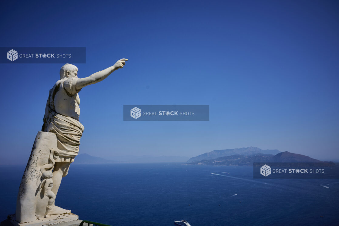 Statue of Caesar Augustus pointing out to the Mediterranean Sea in Capri