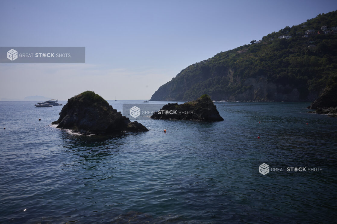 Ocean and Coastline Landscape Photo with cliffs in Background