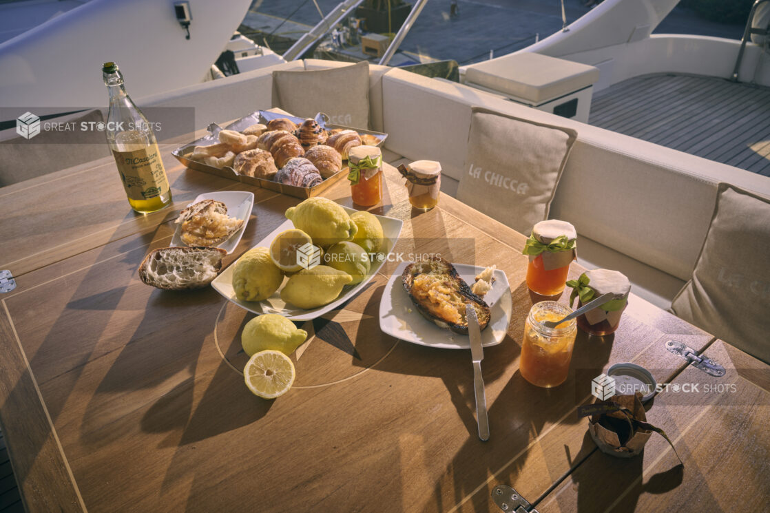 Breakfast or Brunch under the morning sun on a Yacht on the Italian coast