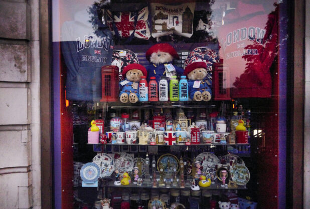 View of a souvenir shop window in London, England