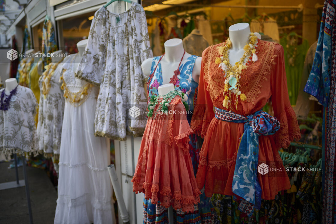 Women's clothing on mannequins, vacation clothing, Amalfi coast, Italy