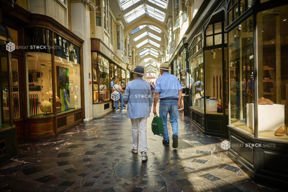 Burlington Arcade, indoor shopping mall, people walking, shopping, London, England