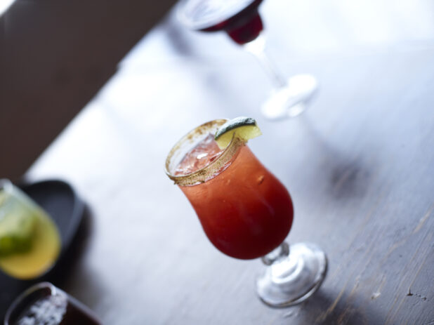 Bloody Mary Cocktail on Restaurant Table - Close Up Variation