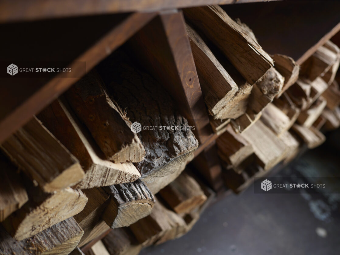 Racks of Fire Wood for Wood-burning Oven - Close Up