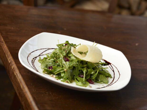 Arugula Salad with Parmesan Sliver and Balsamic Reduction Dressing