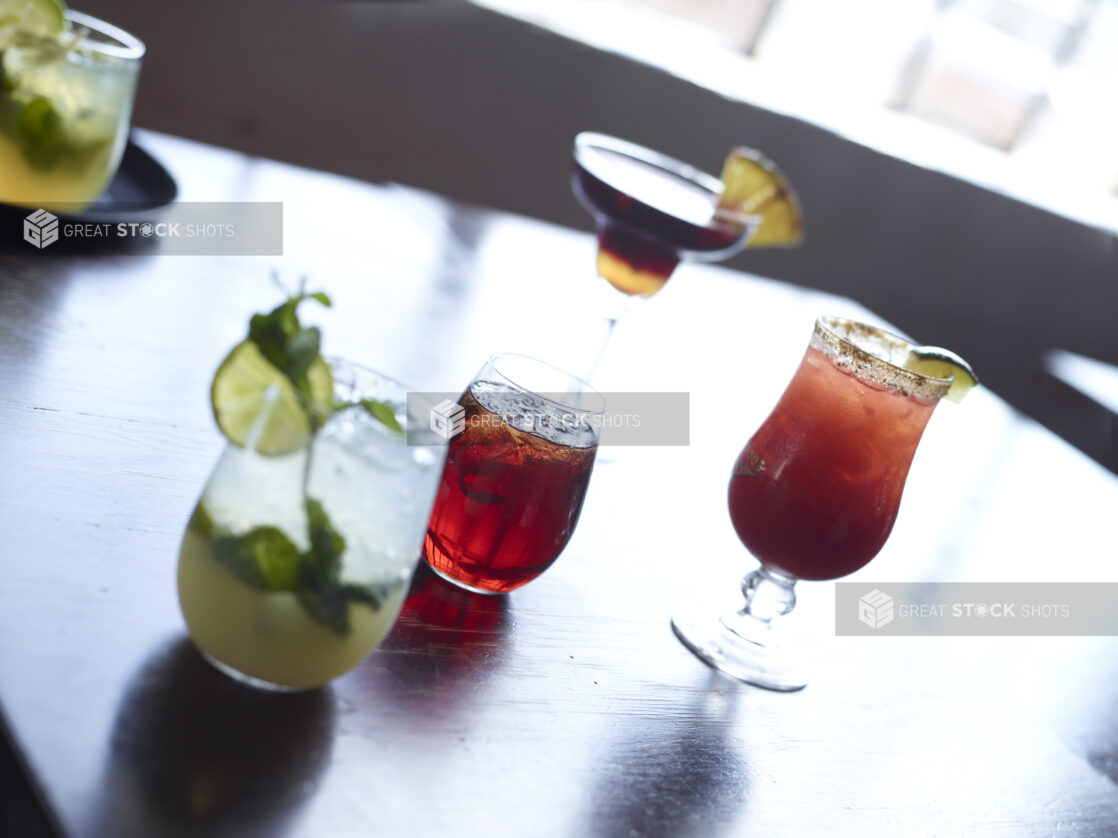 Assorted Cocktails on a Restaurant Table