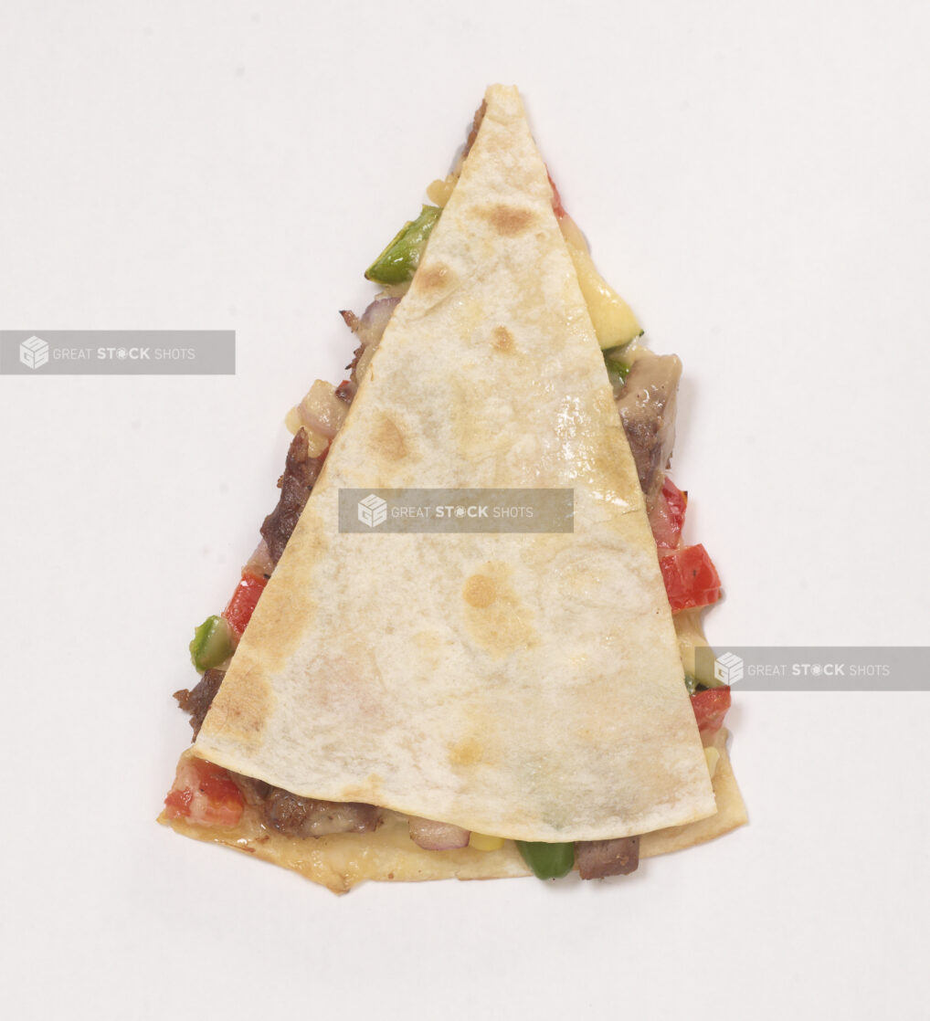 Steak quesadilla in a single wedge