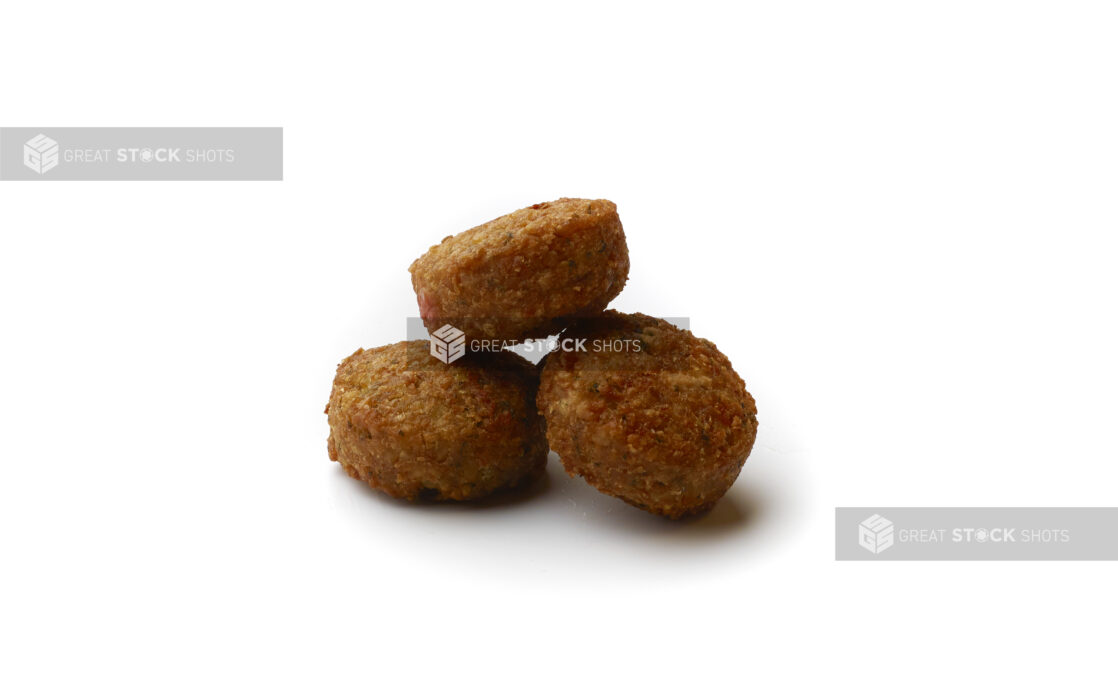 Group of Three Falafel Balls Shot on White for Isolation