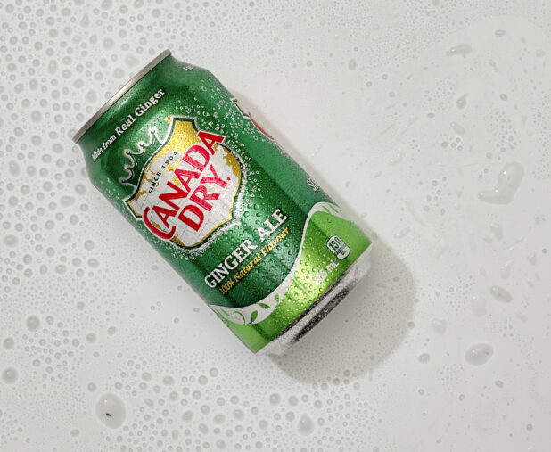 Overhead View of a Can of Canada Dry Ginger Ale, on a White Background for Isolation