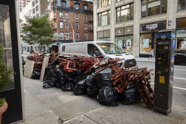Garbage Collected at a Curb-side in Manhattan, New York City During the Pandemic Lockdown