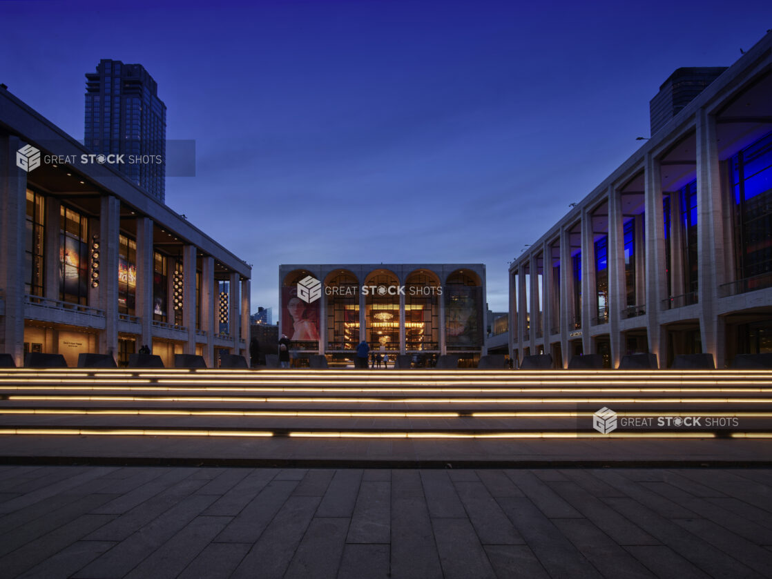 Night Time View of the Lincoln Center for the Performing Arts Complex in Manhattan, New York City