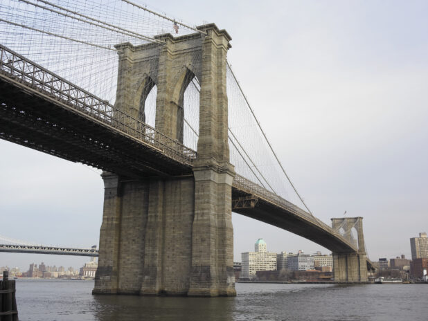 South East View Down the Brooklyn Bridge in Manhattan, New York City – Variation 4