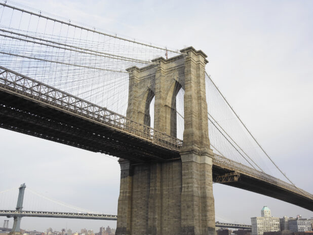 View of a Suspension Tower for Brooklyn Bridge in Manhattan, New York City – Variation4