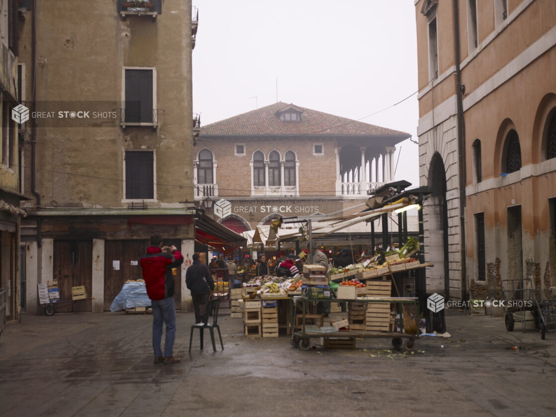 An Outdoor Food and Farmers Market in Venice, Italy