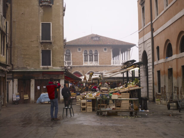 An Outdoor Food and Farmers Market in Venice, Italy