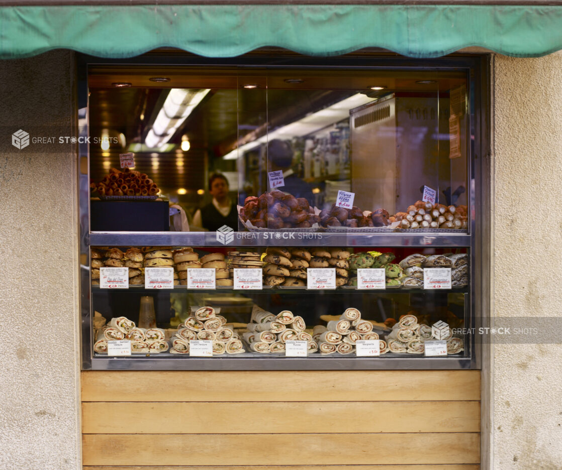 A Display of Pastries, Baked Goods and Savoury Wraps in Venice, Italy - Variation